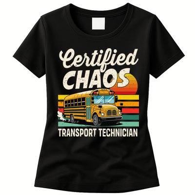 Certified Chaos Transport Technician School Bus Driver Womens T-Shirt