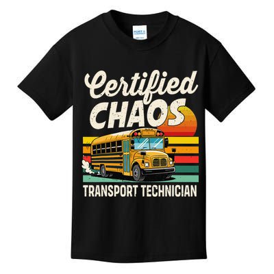 Certified Chaos Transport Technician School Bus Driver Kids T-Shirt
