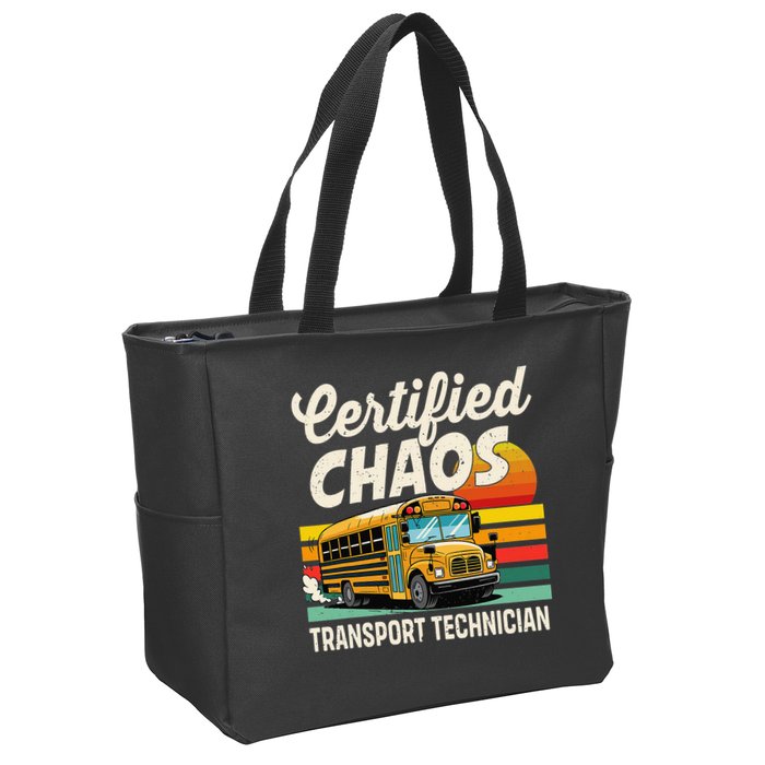 Certified Chaos Transport Technician School Bus Driver Zip Tote Bag