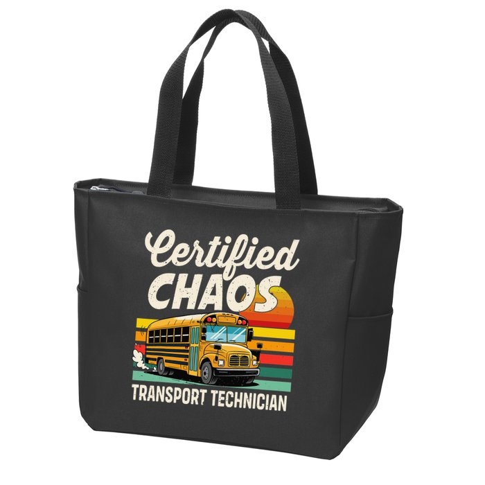 Certified Chaos Transport Technician School Bus Driver Zip Tote Bag