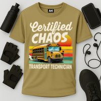 Certified Chaos Transport Technician School Bus Driver Cooling Performance Crew T-Shirt