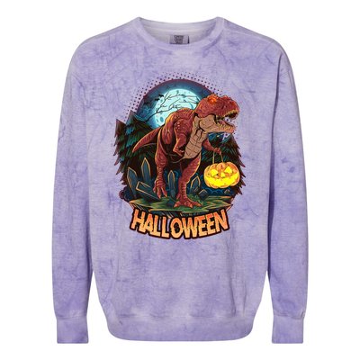 Cool Creepy Trex Dinosaur Halloween Colorblast Crewneck Sweatshirt