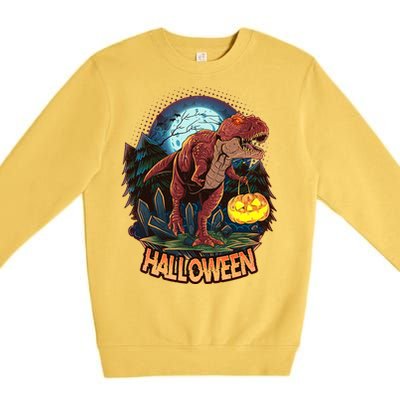 Cool Creepy Trex Dinosaur Halloween Premium Crewneck Sweatshirt