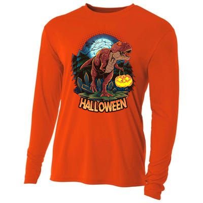 Cool Creepy Trex Dinosaur Halloween Cooling Performance Long Sleeve Crew