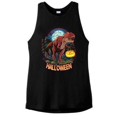 Cool Creepy Trex Dinosaur Halloween Ladies PosiCharge Tri-Blend Wicking Tank