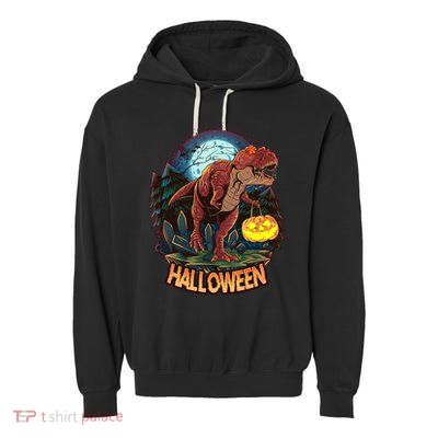 Cool Creepy Trex Dinosaur Halloween Garment-Dyed Fleece Hoodie