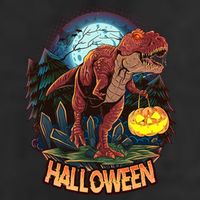 Cool Creepy Trex Dinosaur Halloween 7 Panel Mesh Trucker Snapback Hat