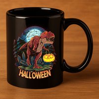 Cool Creepy Trex Dinosaur Halloween 11oz C Handle Ceramic Mug