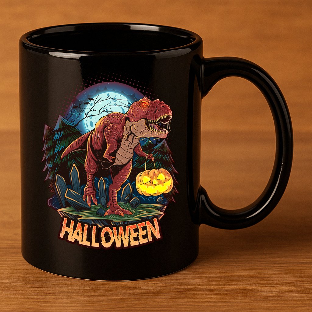 Cool Creepy Trex Dinosaur Halloween 11oz C Handle Ceramic Mug
