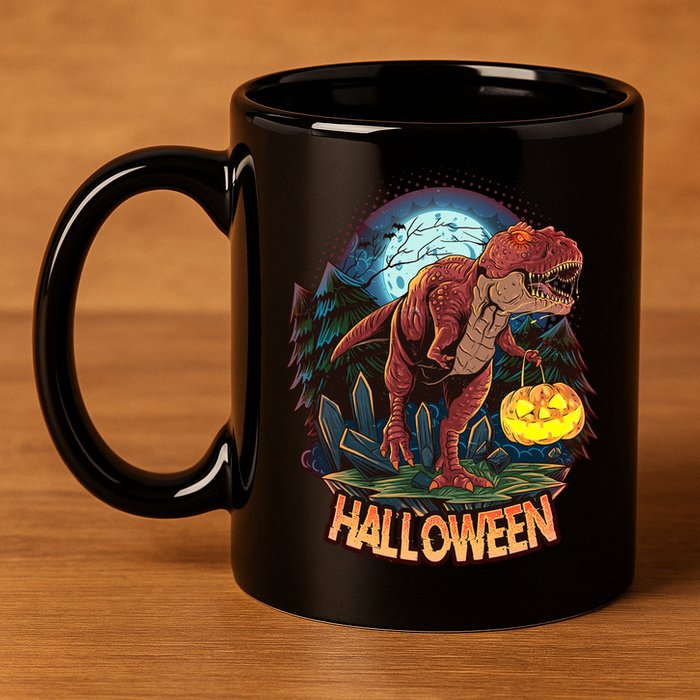 Cool Creepy Trex Dinosaur Halloween 11oz C Handle Ceramic Mug