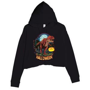 Cool Creepy Trex Dinosaur Halloween Crop Fleece Hoodie