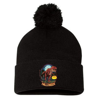 Cool Creepy Trex Dinosaur Halloween Pom Pom 12in Knit Beanie