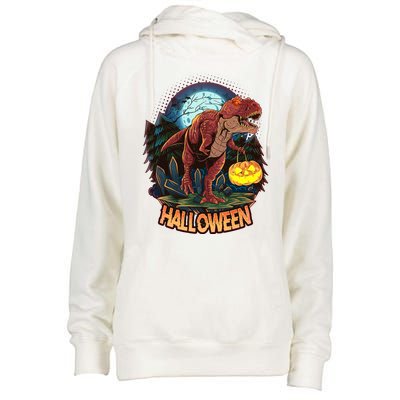 Cool Creepy Trex Dinosaur Halloween Womens Funnel Neck Pullover Hood