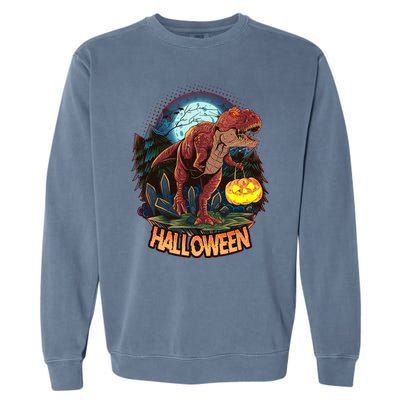 Cool Creepy Trex Dinosaur Halloween Garment-Dyed Sweatshirt