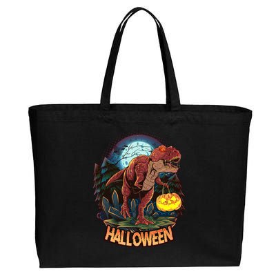 Cool Creepy Trex Dinosaur Halloween Cotton Canvas Jumbo Tote