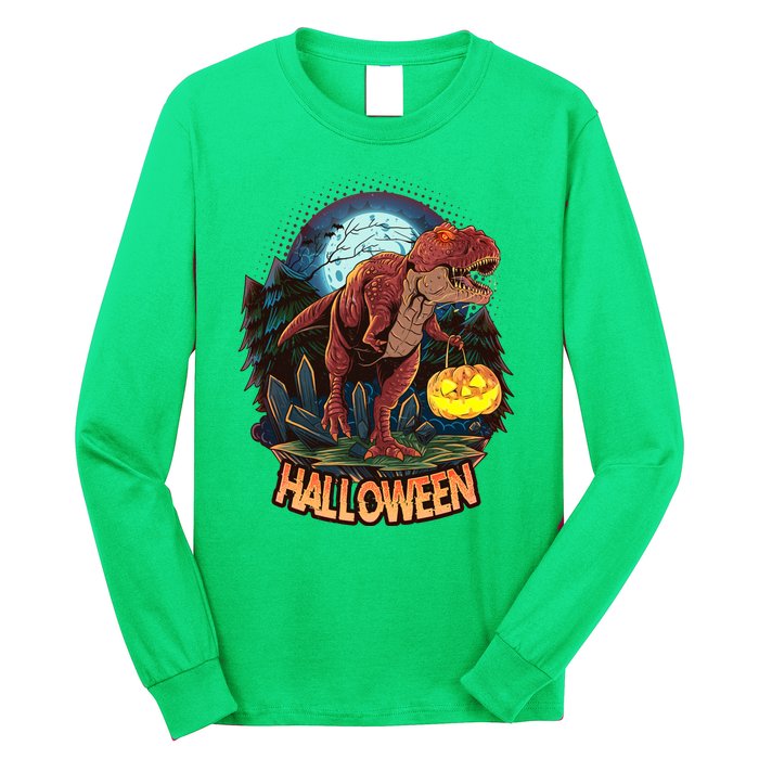 Cool Creepy Trex Dinosaur Halloween Long Sleeve Shirt