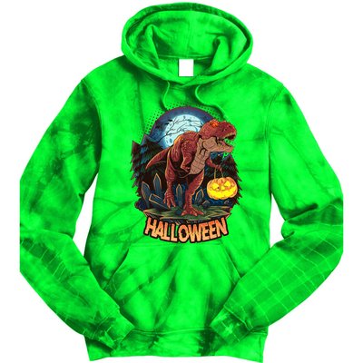 Cool Creepy Trex Dinosaur Halloween Tie Dye Hoodie