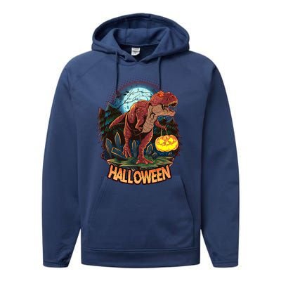 Cool Creepy Trex Dinosaur Halloween Performance Fleece Hoodie