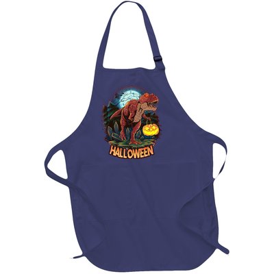 Cool Creepy Trex Dinosaur Halloween Full-Length Apron With Pockets