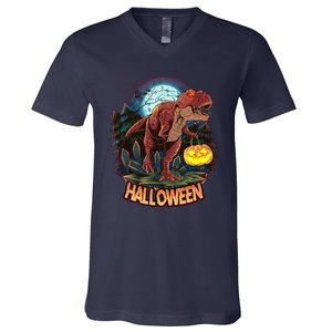 Cool Creepy Trex Dinosaur Halloween V-Neck T-Shirt