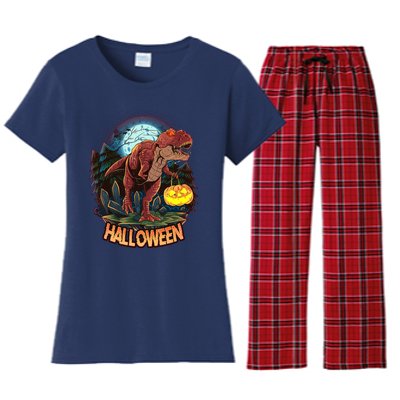 Cool Creepy Trex Dinosaur Halloween Women's Flannel Pajama Set