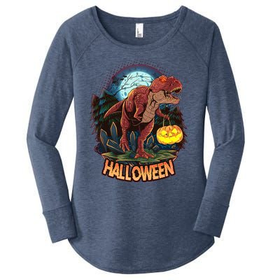 Cool Creepy Trex Dinosaur Halloween Women's Perfect Tri Tunic Long Sleeve Shirt