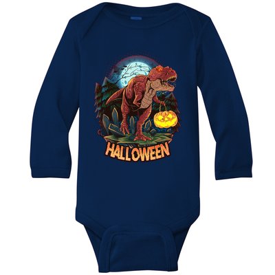 Cool Creepy Trex Dinosaur Halloween Baby Long Sleeve Bodysuit