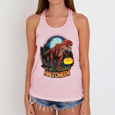 Cool Creepy Trex Dinosaur Halloween Women's Knotted Racerback Tank