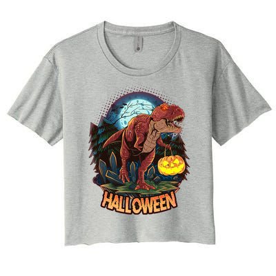 Cool Creepy Trex Dinosaur Halloween Women's Crop Top Tee