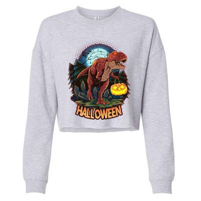 Cool Creepy Trex Dinosaur Halloween Cropped Pullover Crew