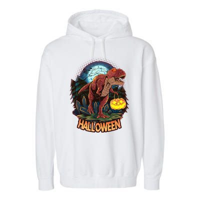 Cool Creepy Trex Dinosaur Halloween Garment-Dyed Fleece Hoodie