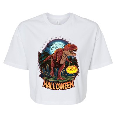 Cool Creepy Trex Dinosaur Halloween Bella+Canvas Jersey Crop Tee