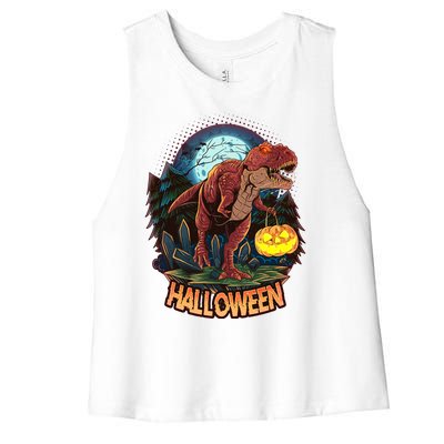 Cool Creepy Trex Dinosaur Halloween Women's Racerback Cropped Tank