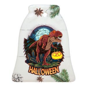 Cool Creepy Trex Dinosaur Halloween Ceramic Bell Ornament