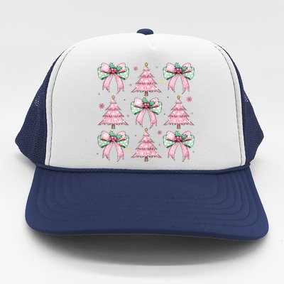 Coquette Christmas Trees And Bows Womans Trucker Hat