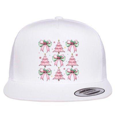 Coquette Christmas Trees And Bows Womans Flat Bill Trucker Hat