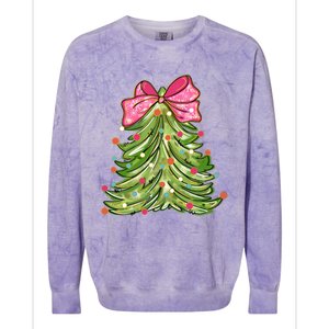 Coquette Christmas Tree Cute Happy Holidays Trendy Colorblast Crewneck Sweatshirt