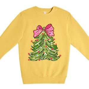 Coquette Christmas Tree Cute Happy Holidays Trendy Premium Crewneck Sweatshirt