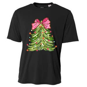 Coquette Christmas Tree Cute Happy Holidays Trendy Cooling Performance Crew T-Shirt