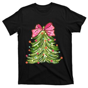 Coquette Christmas Tree Cute Happy Holidays Trendy T-Shirt