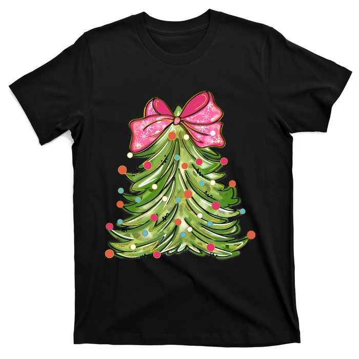 Coquette Christmas Tree Cute Happy Holidays Trendy T-Shirt