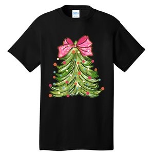 Coquette Christmas Tree Cute Happy Holidays Trendy Tall T-Shirt