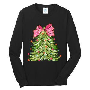 Coquette Christmas Tree Cute Happy Holidays Trendy Tall Long Sleeve T-Shirt