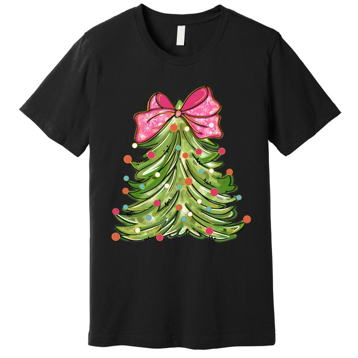 Coquette Christmas Tree Cute Happy Holidays Trendy Premium T-Shirt