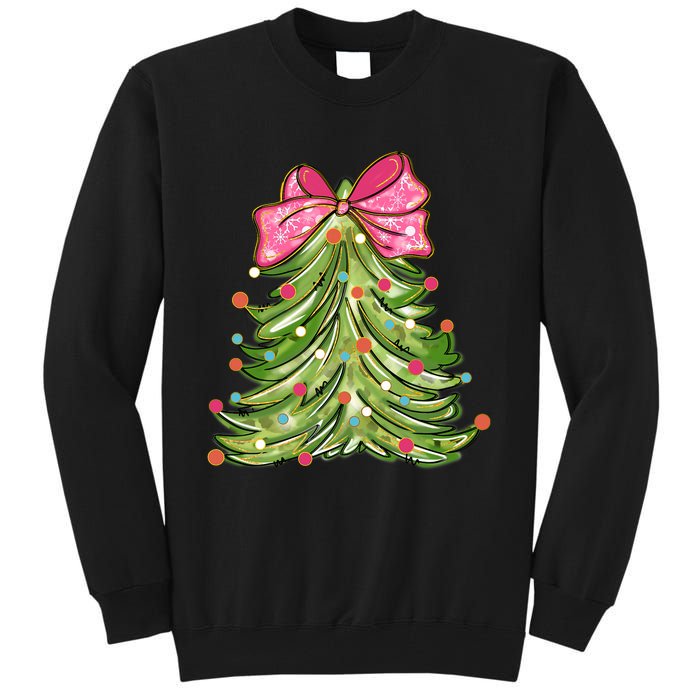 Coquette Christmas Tree Cute Happy Holidays Trendy Tall Sweatshirt