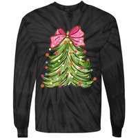 Coquette Christmas Tree Cute Happy Holidays Trendy Tie-Dye Long Sleeve Shirt