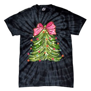 Coquette Christmas Tree Cute Happy Holidays Trendy Tie-Dye T-Shirt