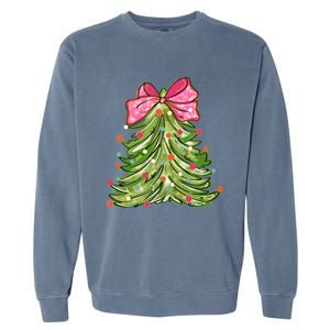 Coquette Christmas Tree Cute Happy Holidays Trendy Garment-Dyed Sweatshirt