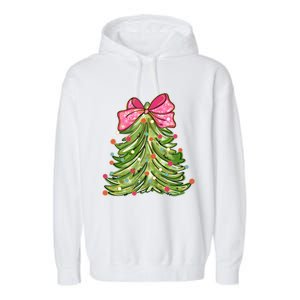 Coquette Christmas Tree Cute Happy Holidays Trendy Garment-Dyed Fleece Hoodie