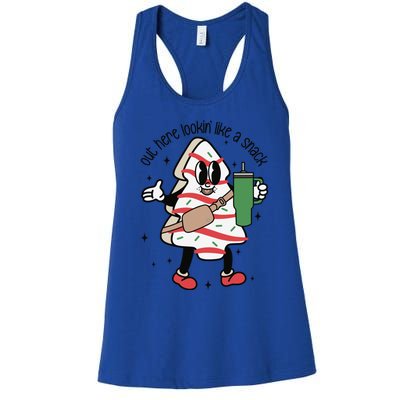 Cute Christmas Tree Cake Out Here Lookin Like A Snack Boojee Cool Gift Women's Racerback Tank